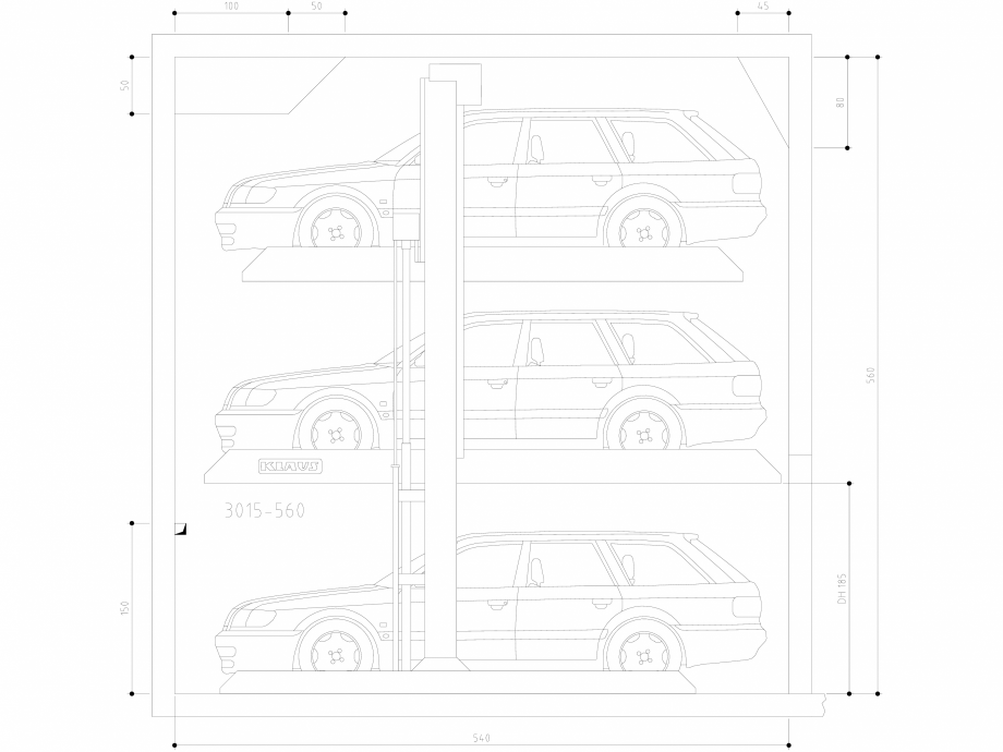 Pagina 1-CAD-DWG Sistem de parcare hidraulic - 560 SA M KLAUS Detaliu de produs SINGLEUP 3015 