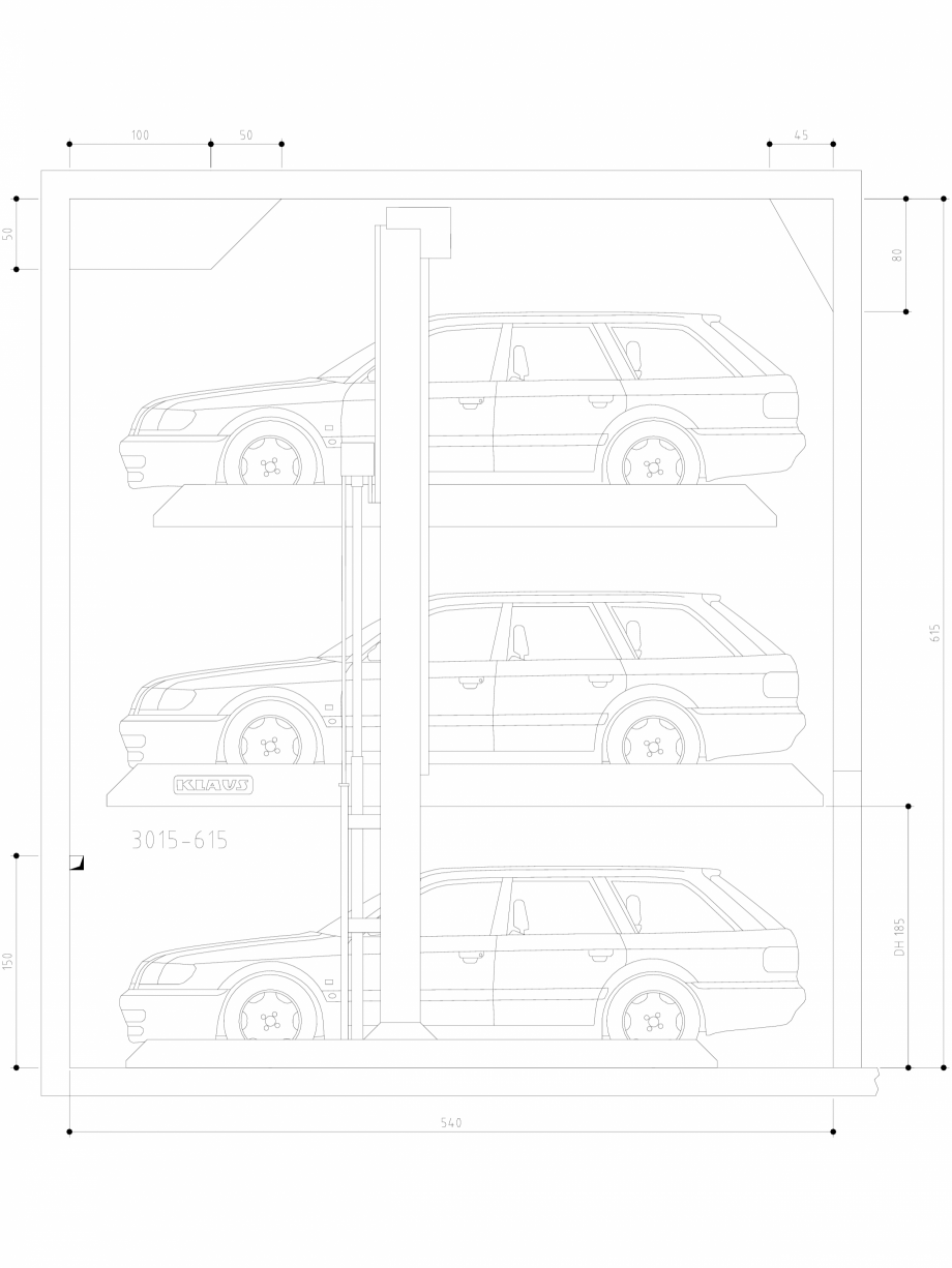 Pagina 1-CAD-DWG Sistem de parcare hidraulic - 615 SA M KLAUS Detaliu de produs SINGLEUP 3015 
