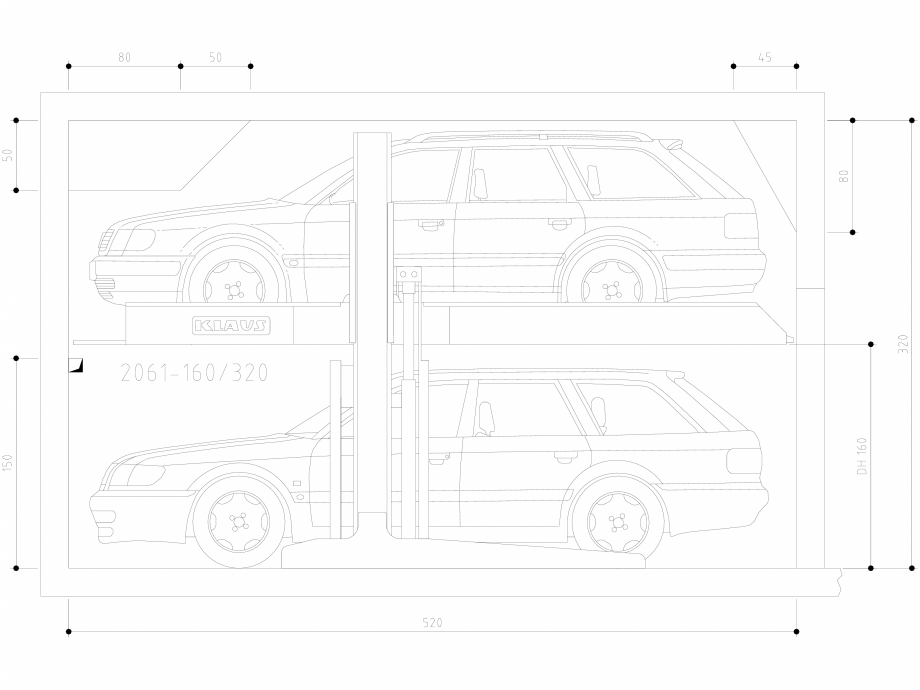 Pagina 1-CAD-DWG Sistem de parcare hidraulic - 160-320 SA M KLAUS Detaliu de produs SINGLEVARIO 2061 