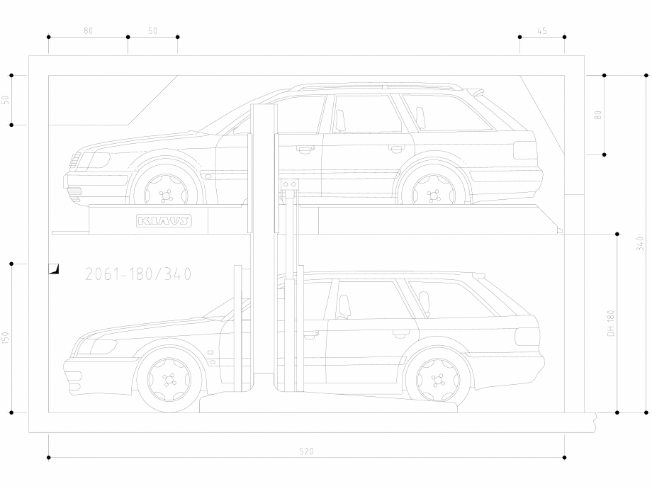 Pagina 1-CAD-DWG Sistem de parcare hidraulic - 180-340 SA M KLAUS Detaliu de produs SINGLEVARIO 2061 