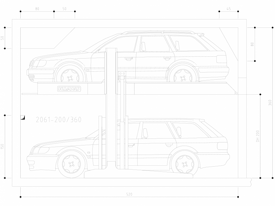 Pagina 1-CAD-DWG Sistem de parcare hidraulic - 200-360 SA M KLAUS Detaliu de produs SINGLEVARIO 2061 