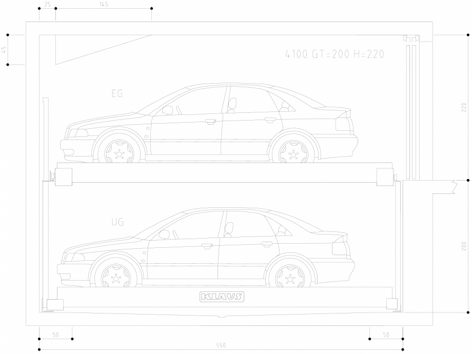 Pagina 1-CAD-DWG Sistem de parcare semi-automat - GT200 H220 SA M KLAUS Detaliu de produs TRENDVARIO 4100 