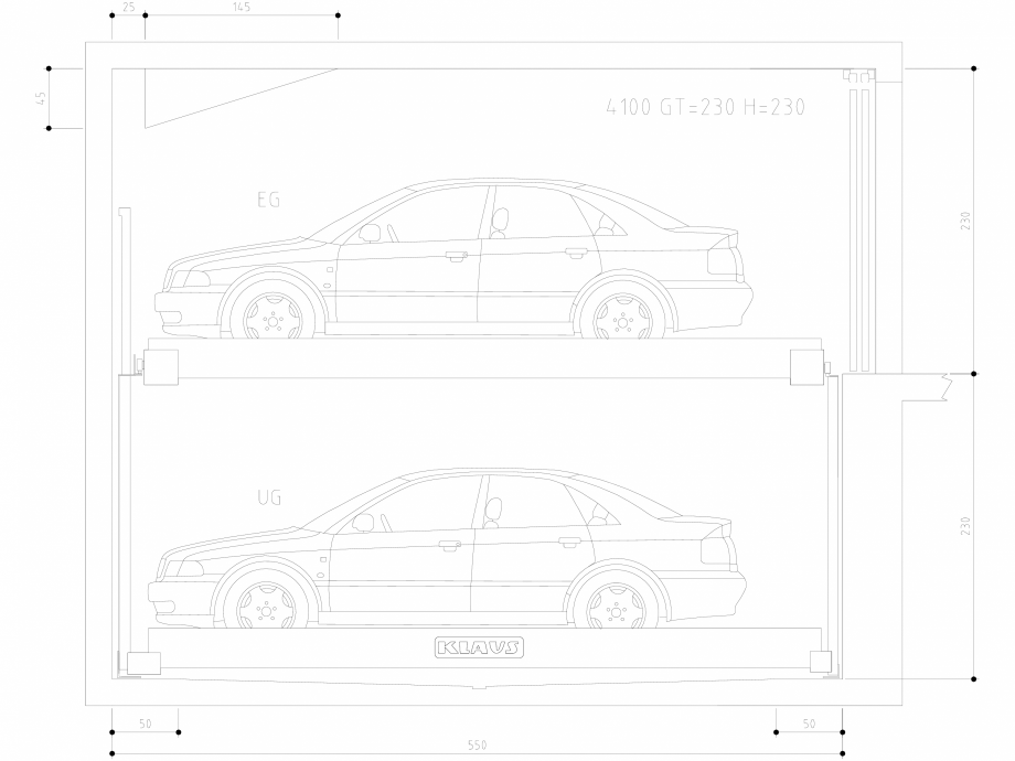 Pagina 1-CAD-DWG Sistem de parcare semi-automat - GT230 H230 SA M KLAUS Detaliu de produs TRENDVARIO 4100 