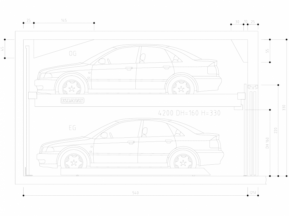 Pagina 1-CAD-DWG Sistem de parcare semi-automat - DH160 H330 SA M KLAUS Detaliu de produs TRENDVARIO 4200 