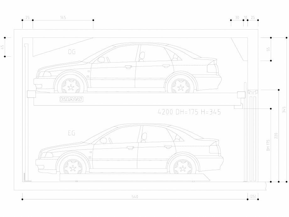 Pagina 1-CAD-DWG Sistem de parcare semi-automat - DH175 H345 SA M KLAUS Detaliu de produs TRENDVARIO 4200 