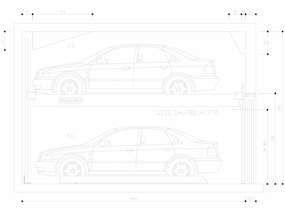 Pagina 1-CAD-DWG Sistem de parcare semi-automat - DH180 H370 SA M KLAUS Detaliu de produs TRENDVARIO 4200 