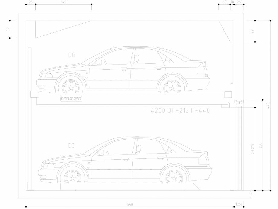 Pagina 1-CAD-DWG Sistem de parcare semi-automat - DH215 H440 SA M KLAUS Detaliu de produs TRENDVARIO 4200 