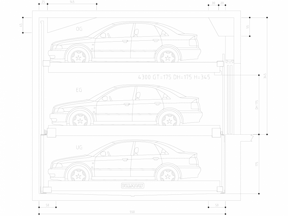 Pagina 1-CAD-DWG Sistem de parcare semi-automat - GT175 DH175 H345 SA M KLAUS Detaliu de produs TRENDVARIO...