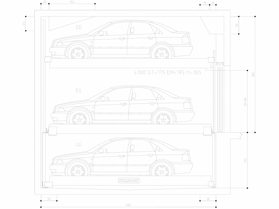 Pagina 1-CAD-DWG Sistem de parcare semi-automat - GT175 DH195 H365 SA M KLAUS Detaliu de produs TRENDVARIO...
