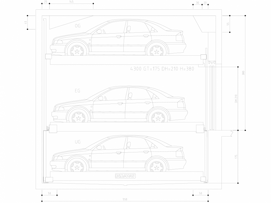 Pagina 1-CAD-DWG Sistem de parcare semi-automat - GT175 DH210 H380 SA M KLAUS Detaliu de produs TRENDVARIO...
