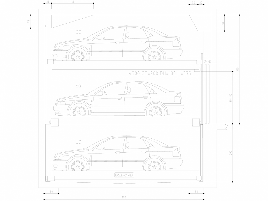 Pagina 1-CAD-DWG Sistem de parcare semi-automat - GT200 DH180 H375 SA M KLAUS Detaliu de produs TRENDVARIO...