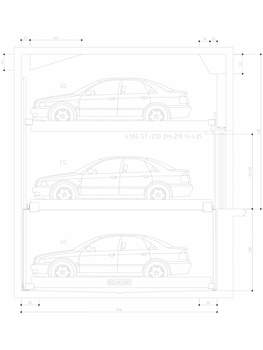 Pagina 1-CAD-DWG Sistem de parcare semi-automat - GT230 DH210 H435 SA M KLAUS Detaliu de produs TRENDVARIO...
