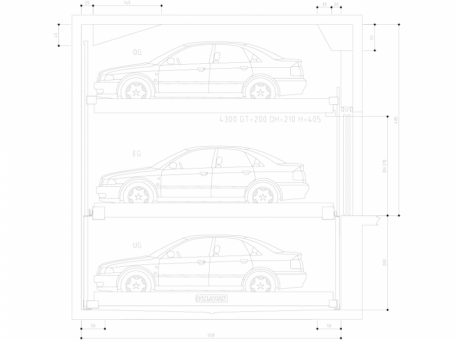 Pagina 1-CAD-DWG Sistem de parcare semi-automat - GT200 DH210 H405 SA M KLAUS Detaliu de produs TRENDVARIO...
