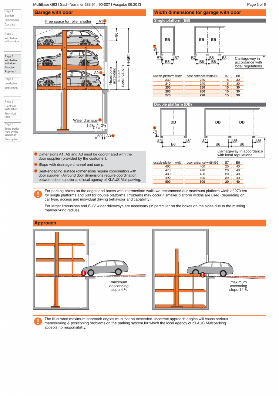 Pagina 3-Sistem de parcare hidraulic KLAUS MULTIBASE G63 Fisa tehnica Engleza accordingly wider.
For...