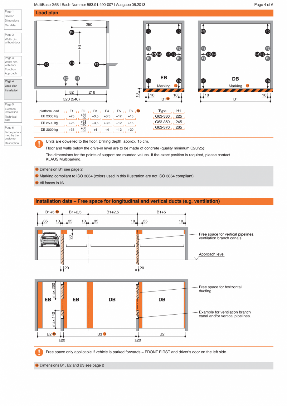 Pagina 4-Sistem de parcare hidraulic KLAUS MULTIBASE G63 Fisa tehnica Engleza  5

Electrical
installation

B1...