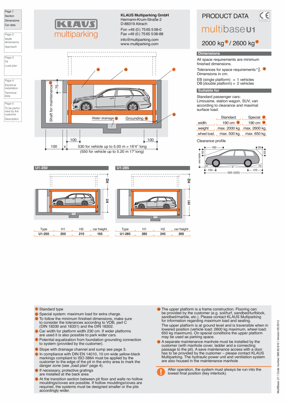Sistem De Parcare Subteran Klaus Multibase Underfloor Fisa Tehnica Engleza
