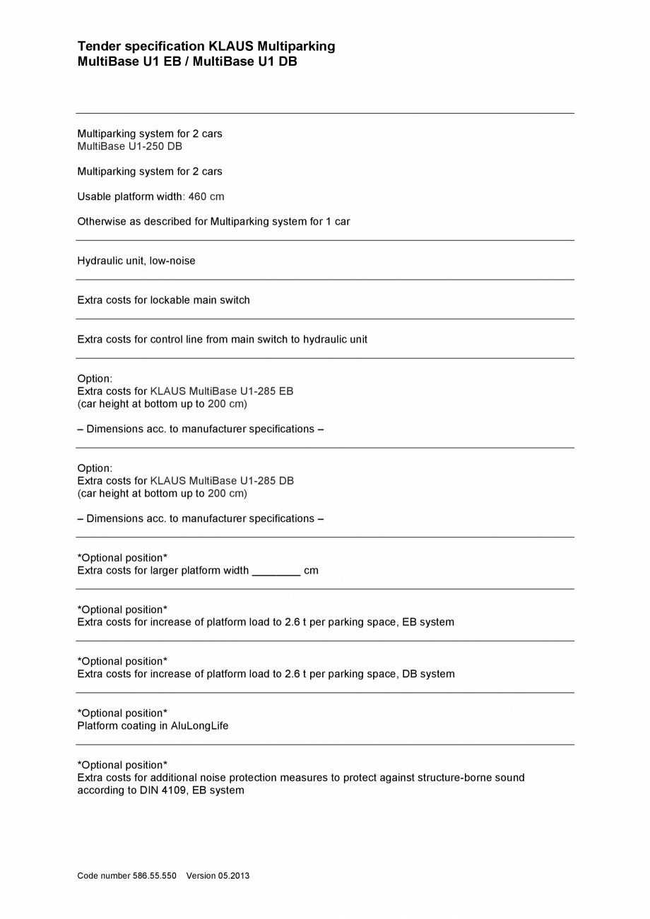 Pagina 4-Sistem de parcare subteran - Specificatii tehnice KLAUS MULTIBASE Underfloor Fisa tehnica Engleza ed...
