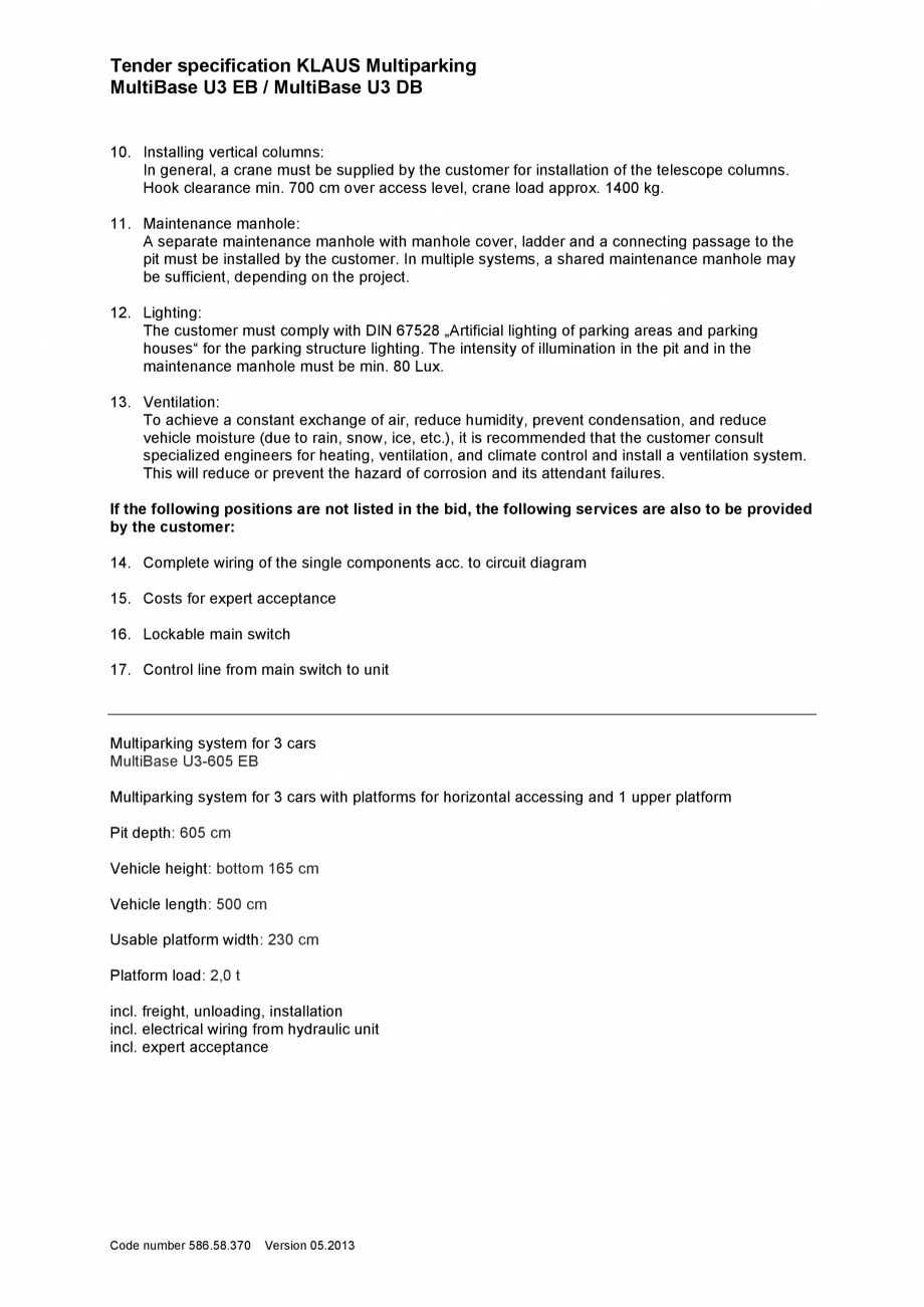 Pagina 3-Sistem de parcare subteran - Specificatii tehnice - U3 EB; U3 DB KLAUS MULTIBASE Underfloor Fisa...