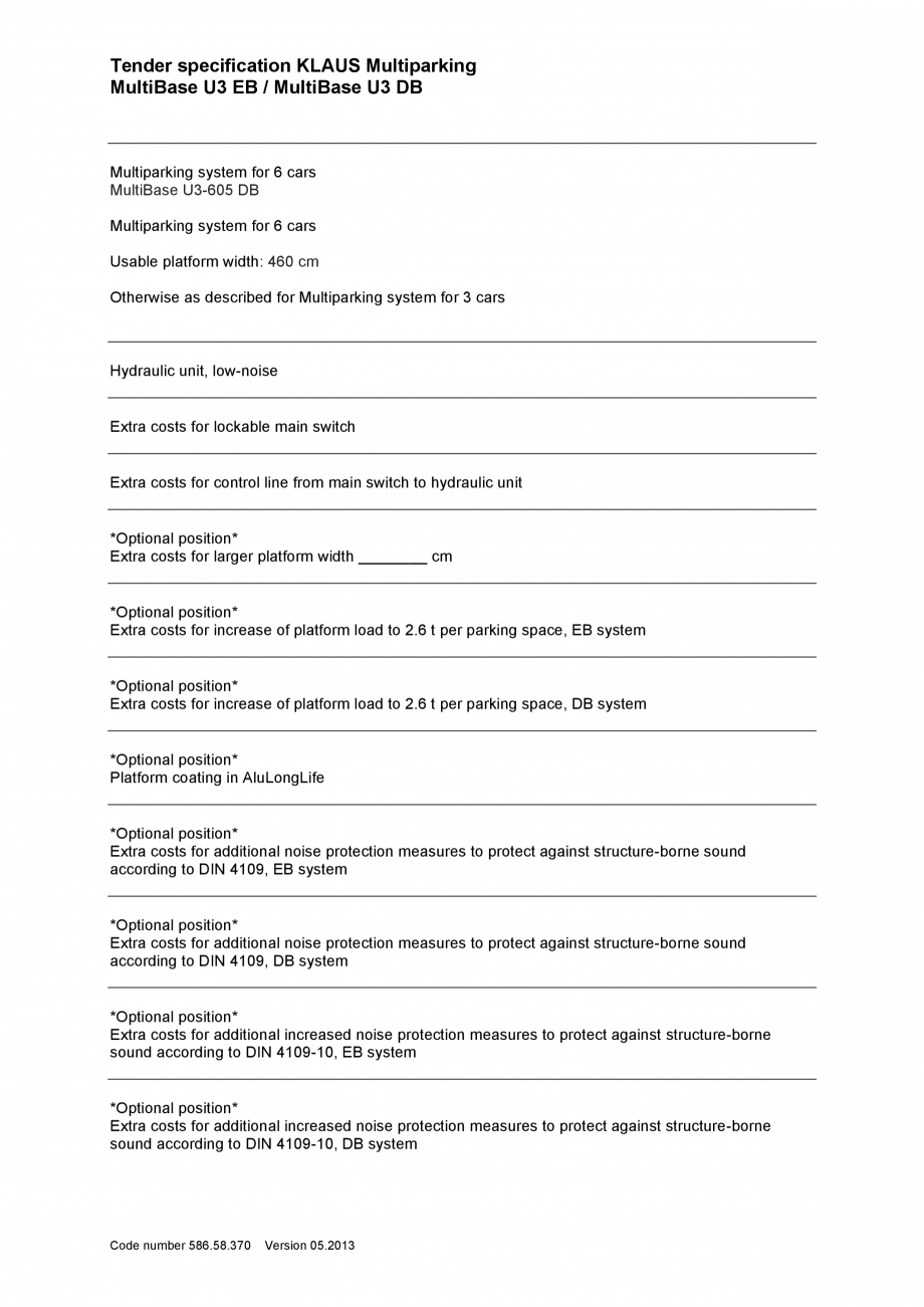 Pagina 4-Sistem de parcare subteran - Specificatii tehnice - U3 EB; U3 DB KLAUS MULTIBASE Underfloor Fisa...