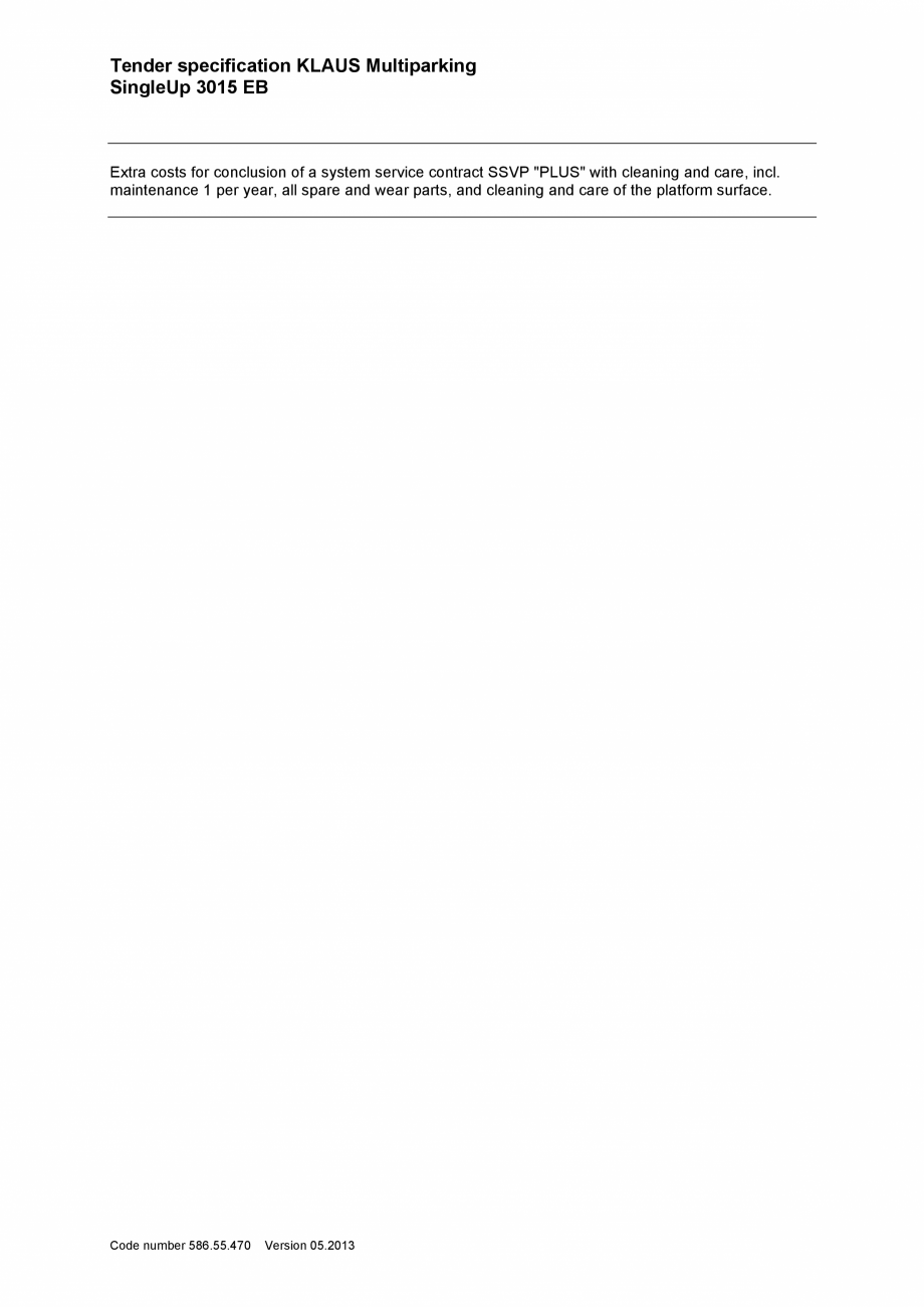 Pagina 4-Sistem de parcare - Specificatii tehnice KLAUS SINGLEUP 3015 Fisa tehnica Engleza her with
the...