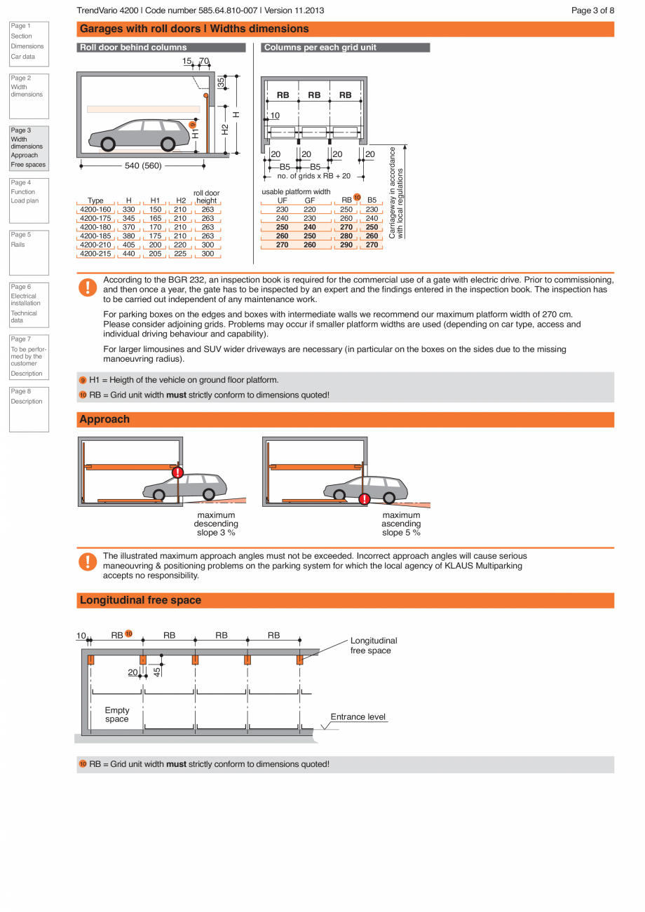 Pagina 3-Sistem de parcare KLAUS TRENDVARIO 4200 Fisa tehnica Engleza cordance with DIN (=German Industrial...