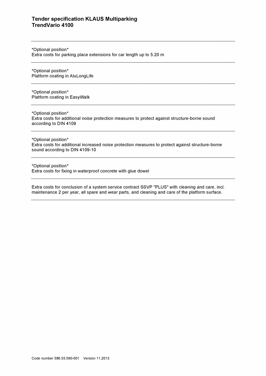 Pagina 7-Sistem de parcare hidraulic - Specificatii tehnice KLAUS TRENDVARIO 4100 Fisa tehnica Engleza tubes,...