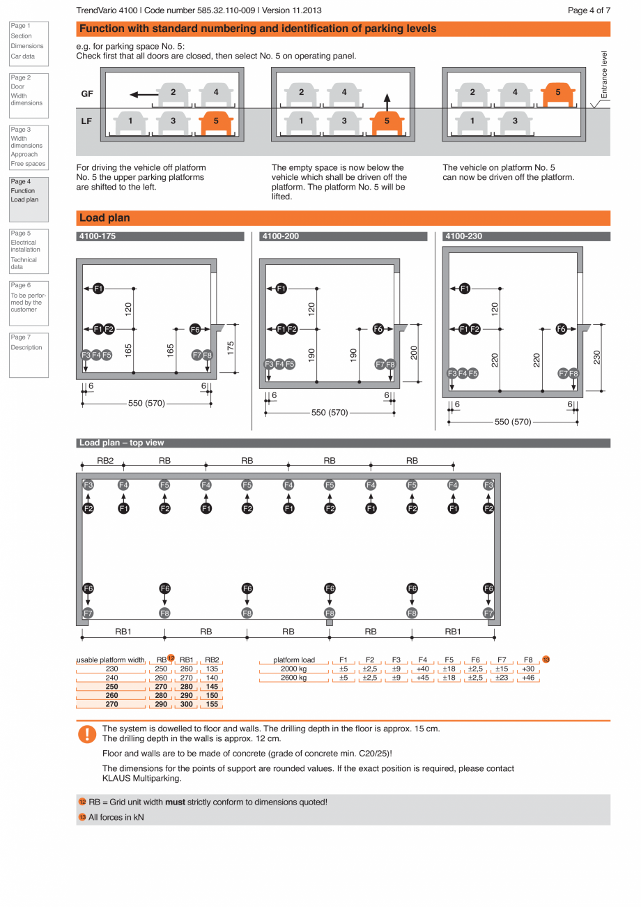 Pagina 4-Sistem de parcare hidraulic KLAUS TRENDVARIO 4100 Fisa tehnica Engleza  unit

no. of grids x RB + 20...