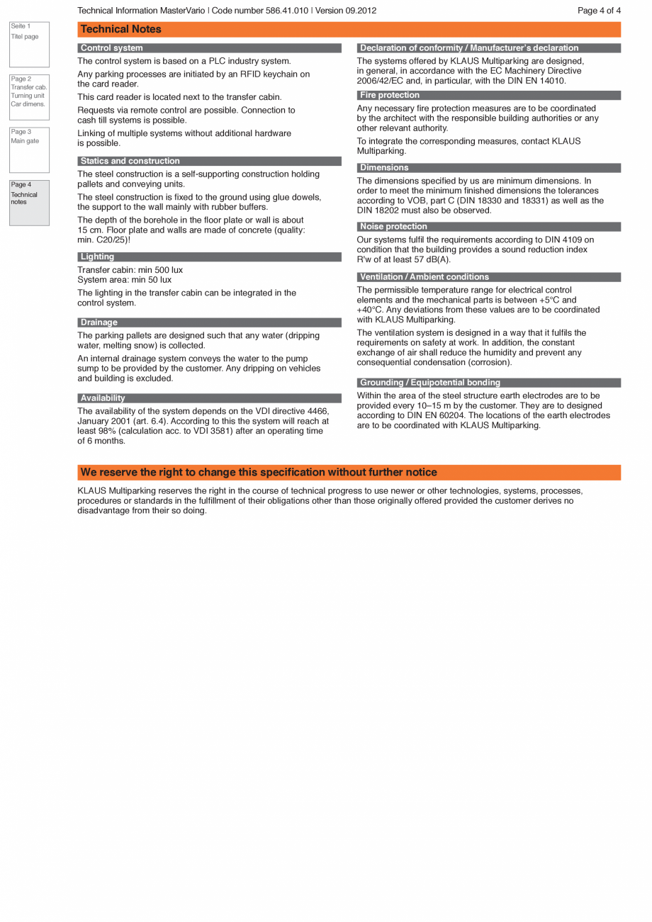 Pagina 4 - Sistem de parcare hidraulic KLAUS MASTERVARIO R3, MASTERVARIO R2, MASTERVARIO F2 Fisa...