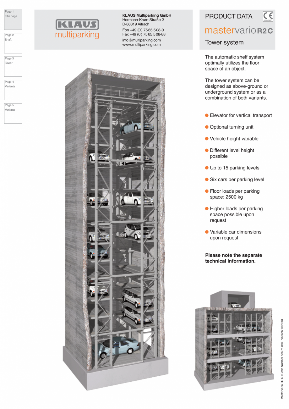 Pagina 1-Sistem de parcare hidraulic R2C KLAUS MASTERVARIO R2 Fisa tehnica Engleza Title page

Page 2
Shaft

...