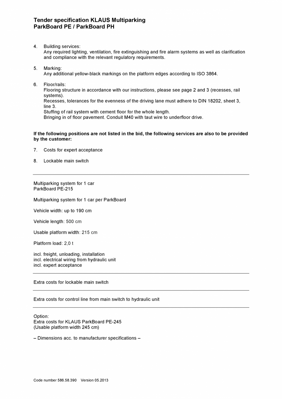 Pagina 3-Platforma pentru parcare - Specificatii tehnice KLAUS PARKBOARD PH Fisa tehnica Engleza t via a...