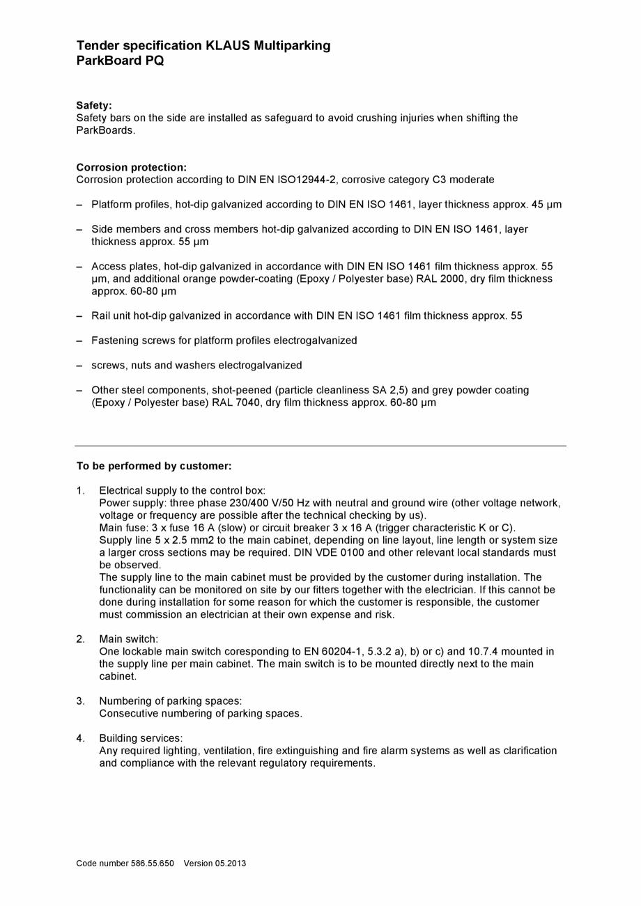 Pagina 2-Platforma pentru parcare - Specificatii tehnice KLAUS PARKBOARD PQ Fisa tehnica Engleza m can
always...