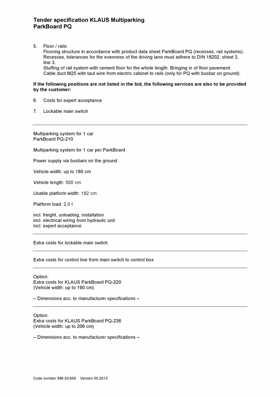 Pagina 3-Platforma pentru parcare - Specificatii tehnice KLAUS PARKBOARD PQ Fisa tehnica Engleza ld-to-run...