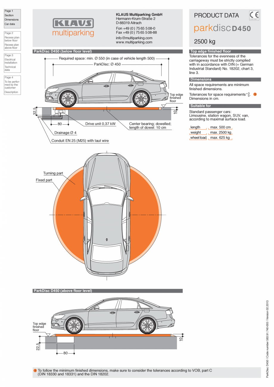 Pagina 1-Platforma pentru parcare KLAUS PARKDISC D450 Fisa tehnica Engleza Page 1

PRODUCT DATA

KLAUS...