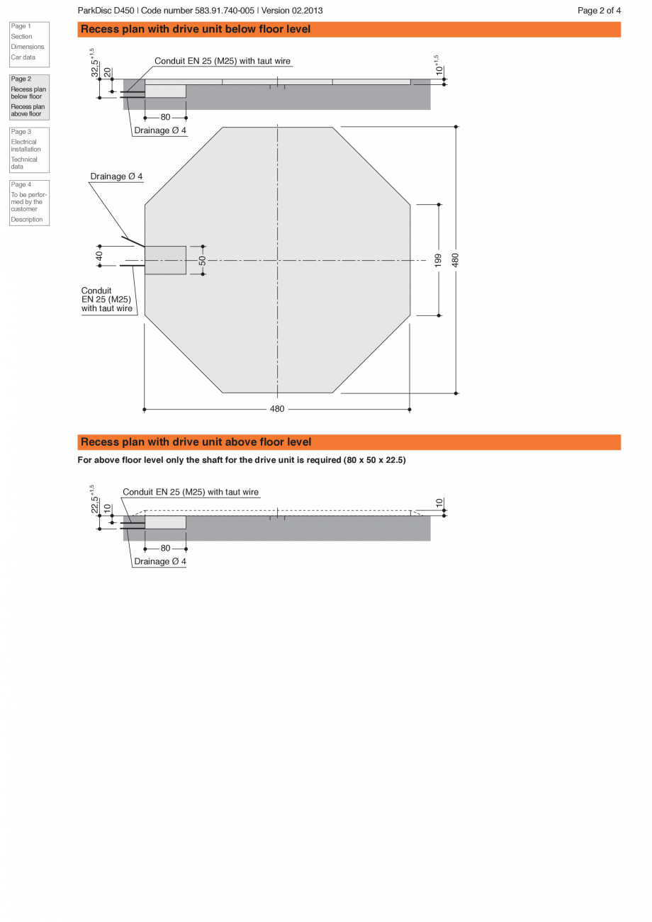 Pagina 2-Platforma pentru parcare KLAUS PARKDISC D450 Fisa tehnica Engleza ed;
length of dowel: 10 cm

length...