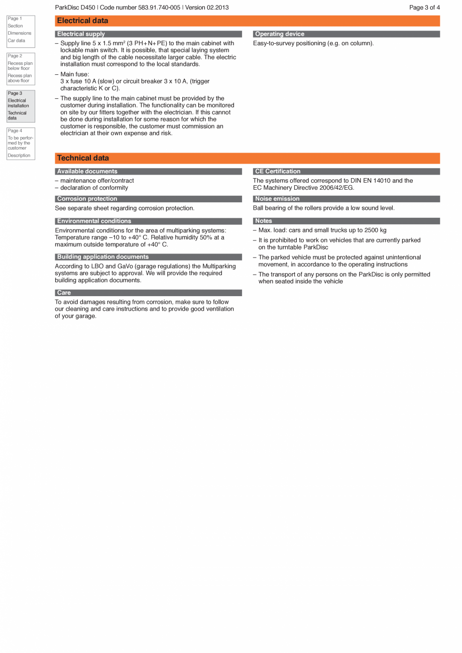 Pagina 3-Platforma pentru parcare KLAUS PARKDISC D450 Fisa tehnica Engleza above ﬂoor level only the shaft ...