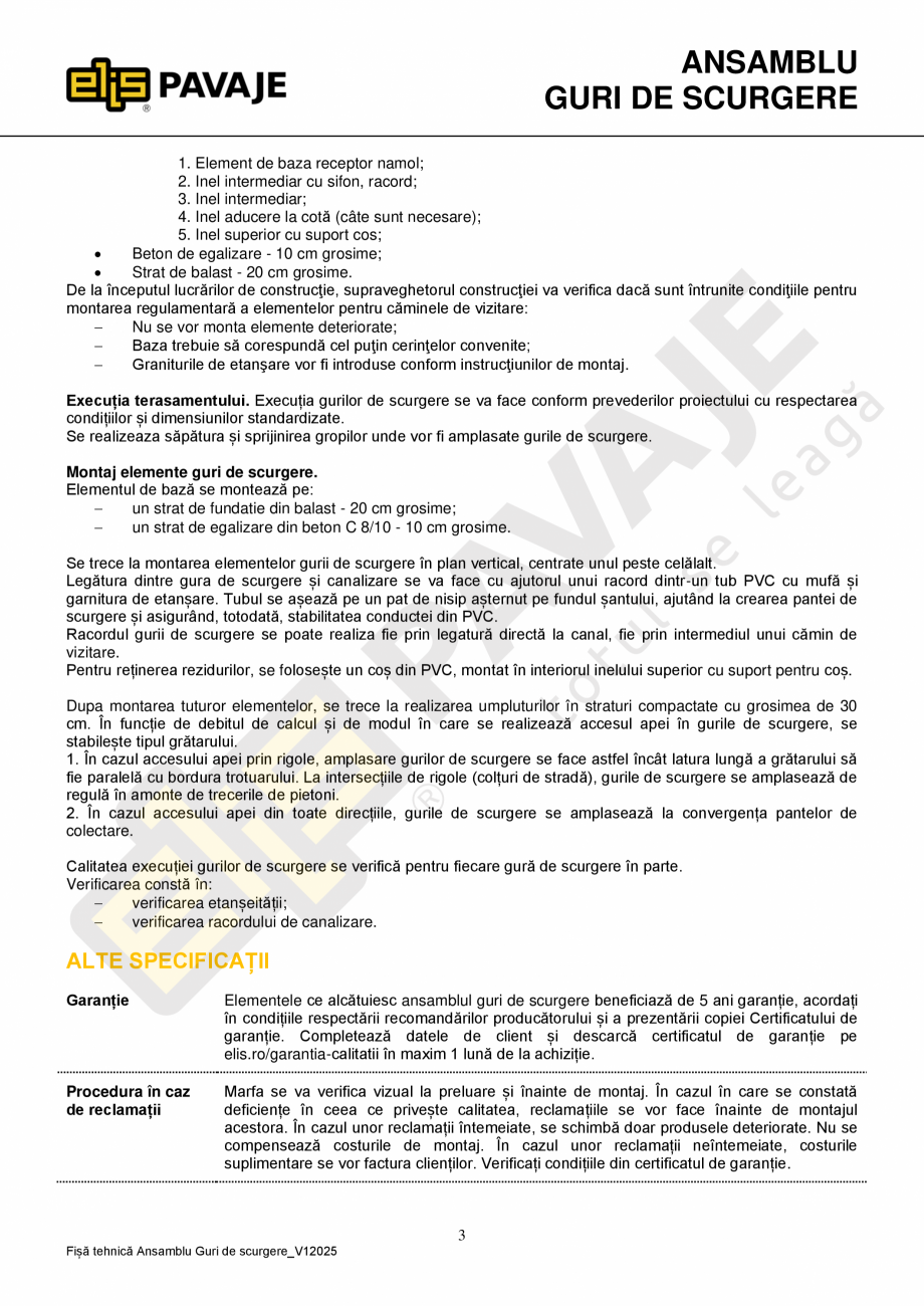 Pagina 3 - Ansamblu guri de scurgere ELIS PAVAJE Fisa tehnica Romana iedice
realizarea unei...