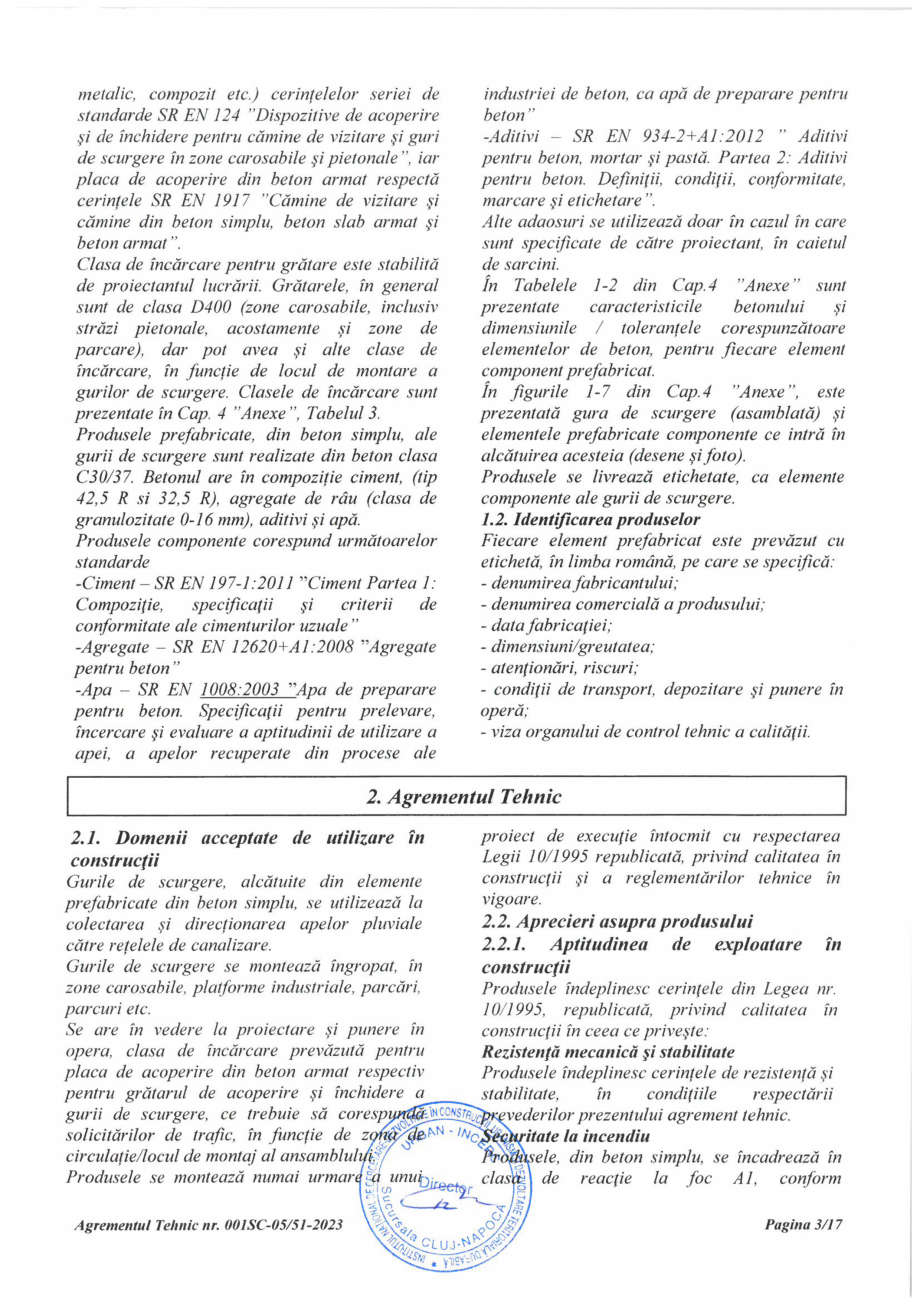Pagina 4-Aviz tehnic - guri de scurgere ELIS PAVAJE Certificare produs Romana 