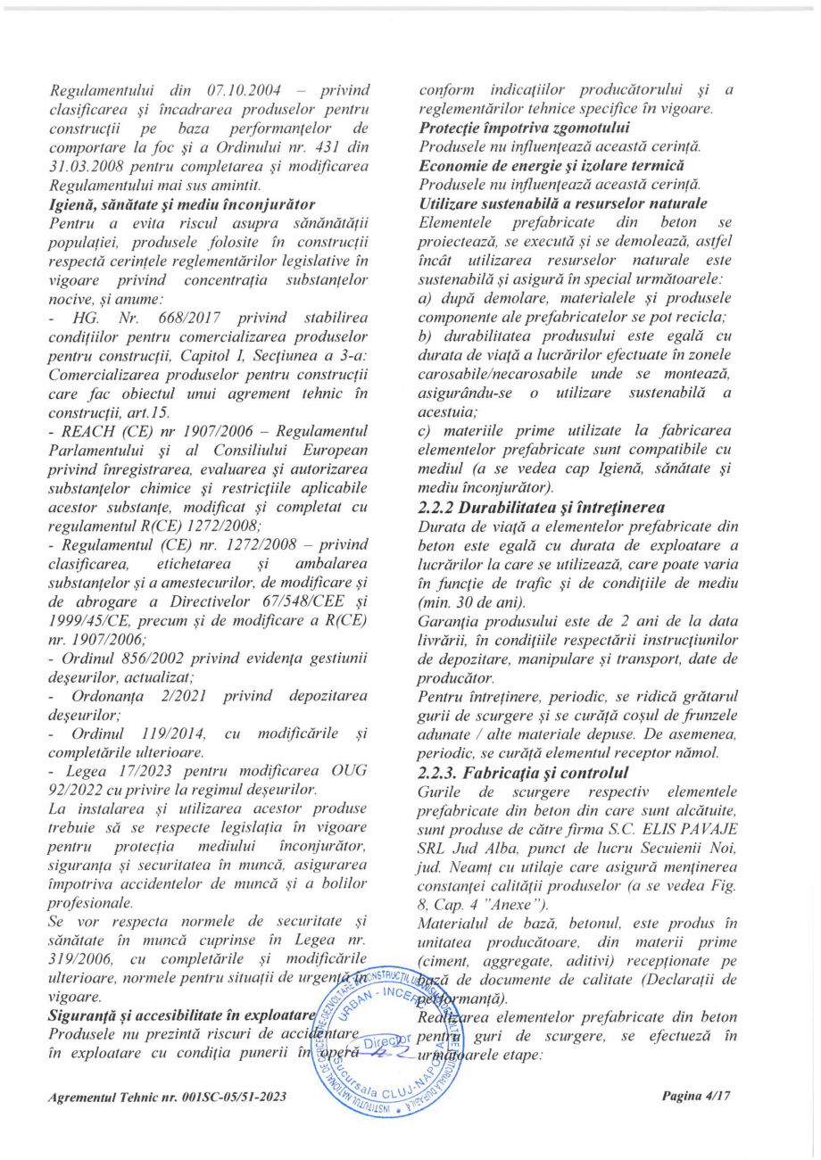 Pagina 5 - Aviz tehnic - guri de scurgere ELIS PAVAJE Certificare produs Romana 