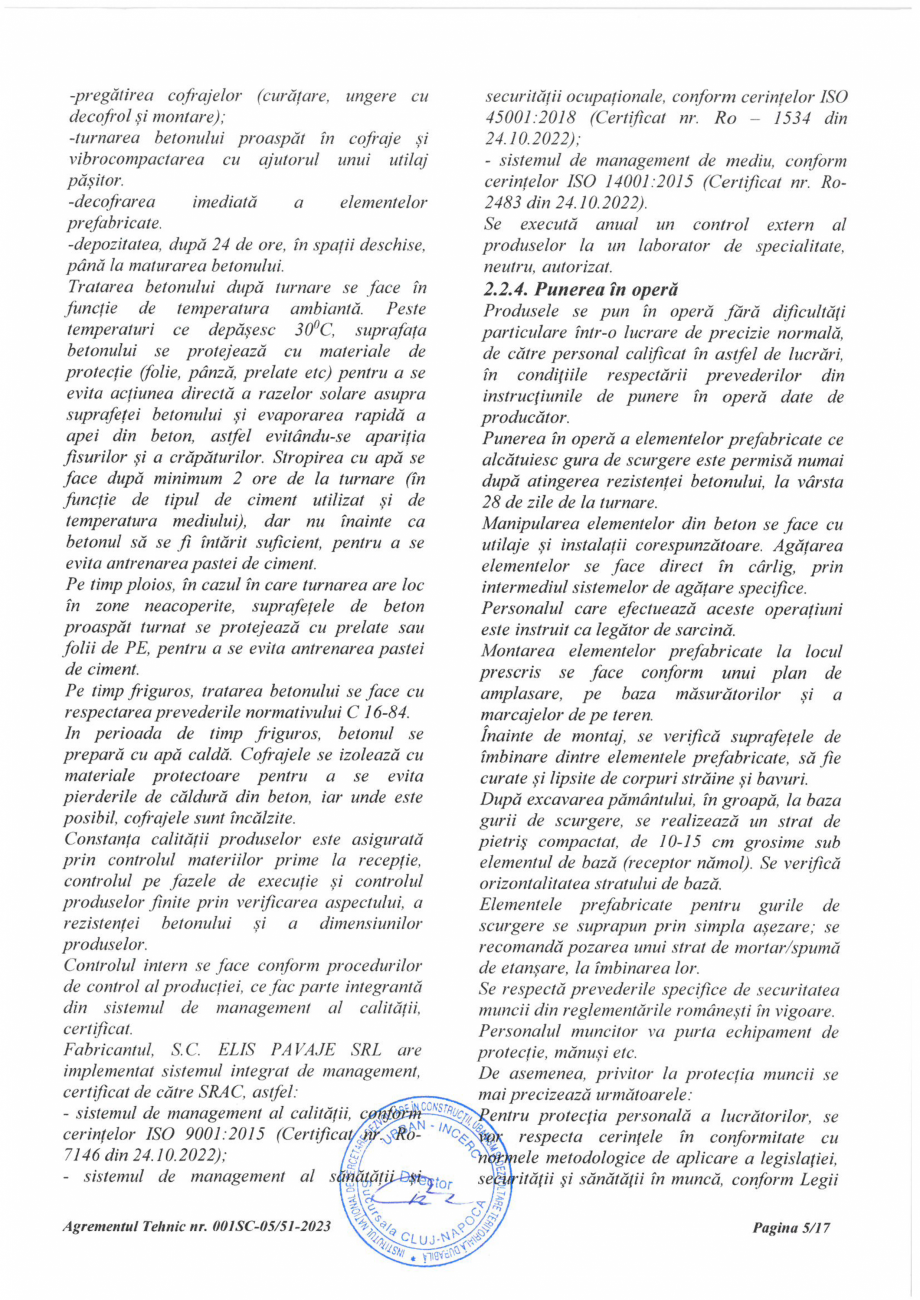 Pagina 6-Aviz tehnic - guri de scurgere ELIS PAVAJE Certificare produs Romana 