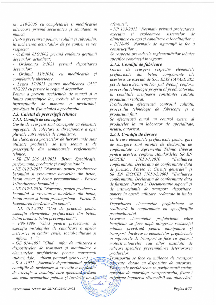 Pagina 7-Aviz tehnic - guri de scurgere ELIS PAVAJE Certificare produs Romana 
