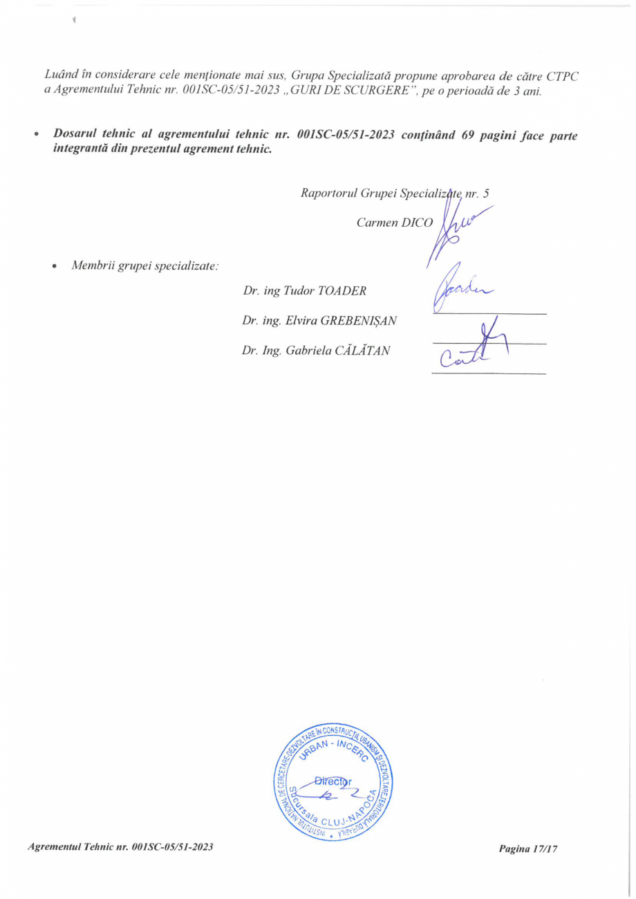 Pagina 18-Aviz tehnic - guri de scurgere ELIS PAVAJE Certificare produs Romana 