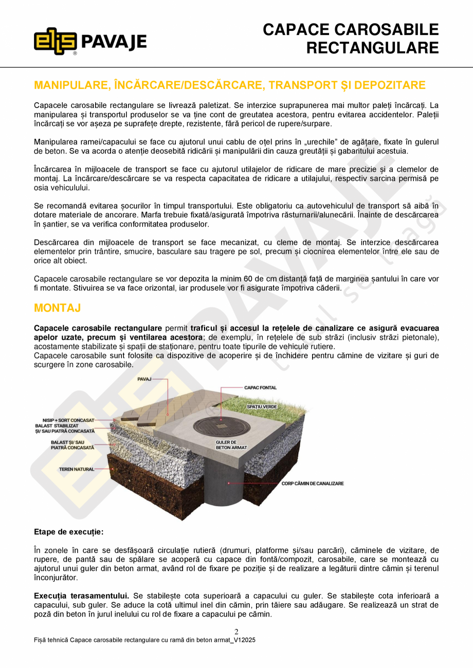 Pagina 2 - Capace carosabile rectangulare ELIS PAVAJE Fisa tehnica Romana ATE LABORATOARE...