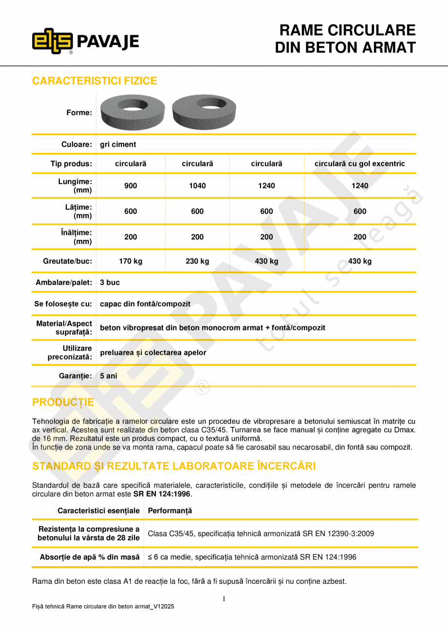 Pagina 1 - Rame circulare din beton armat ELIS PAVAJE Fisa tehnica Romana RAME CIRCULARE
DIN BETON...