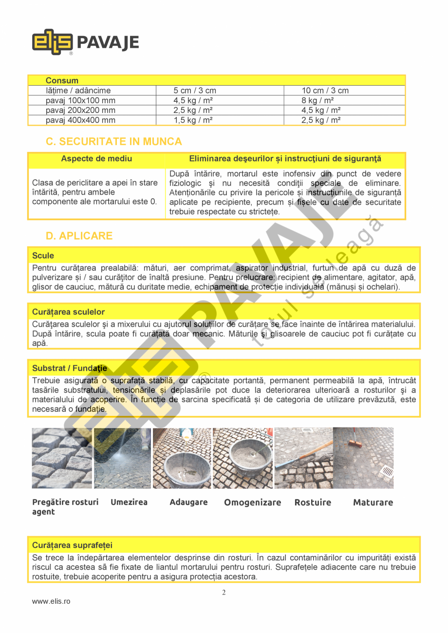 Pagina 2-Mortar pentru rosturi pavele ELIS PAVAJE pentru rosturi pavele MR1 Fisa tehnica Romana e
pavaj...
