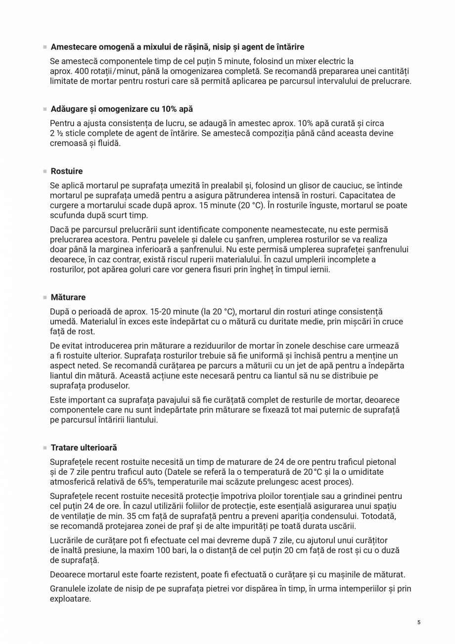 Pagina 5-Brosura - Mortare si lianti  Catalog, brosura Romana �n prealabil până la saturarea completă;
de ...