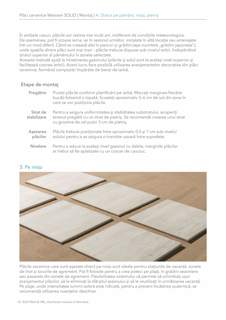 Pagina 10-Placi Ceramice Meissen  Catalog, brosura Romana  pregătit cu un strat de pietriș. Se recomandă...