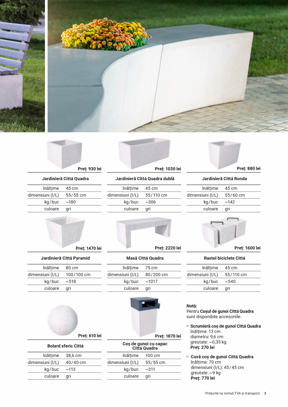 Pagina 3-Mobilier urban Citta  Catalog, brosura Romana  / 110 cm

kg / buc

~518

kg / buc

~1017

kg / buc

...