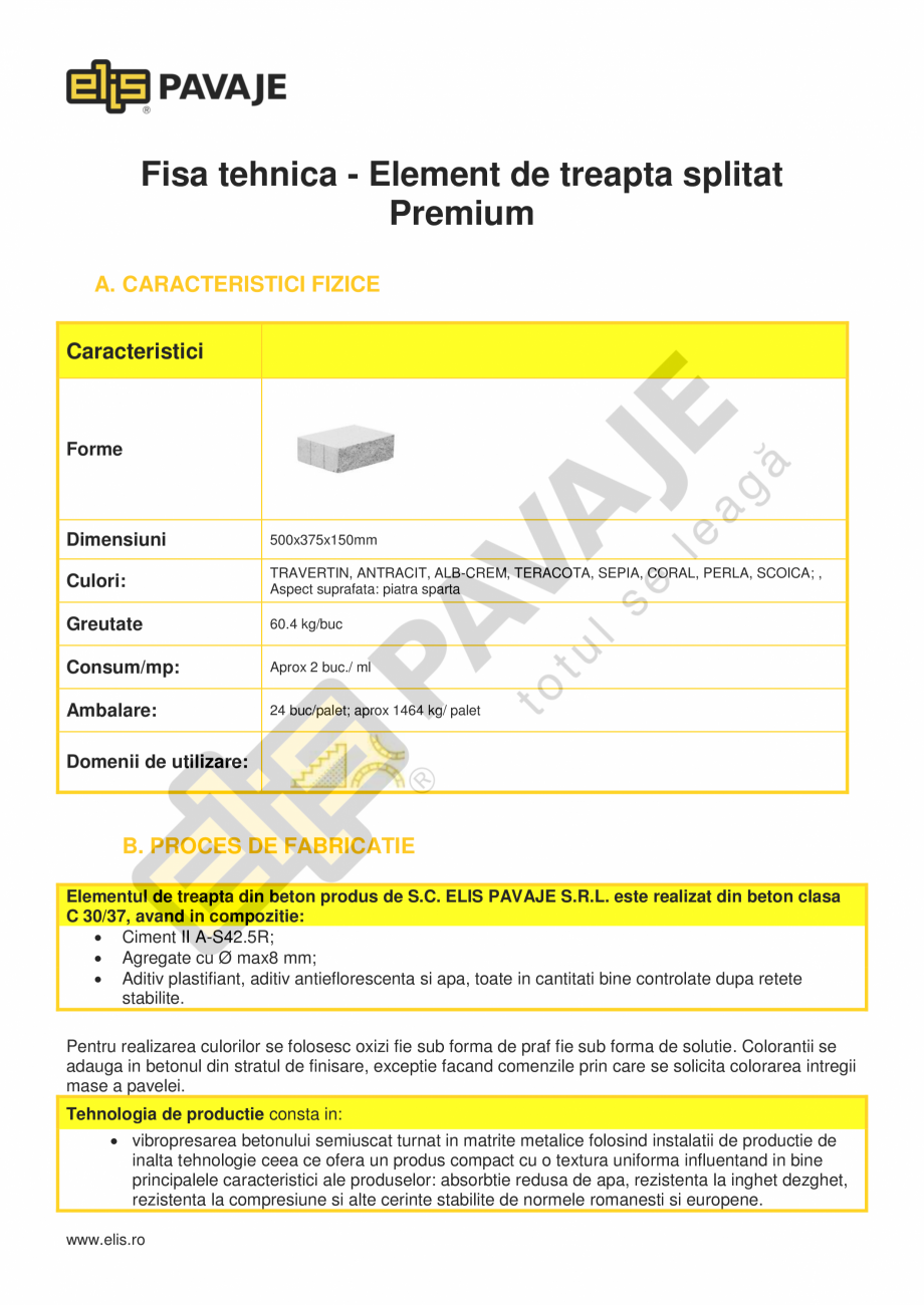 Pagina 1-Borduri ELIS PAVAJE Element treapta splitat Fisa tehnica Romana Fisa tehnica - Element de treapta...