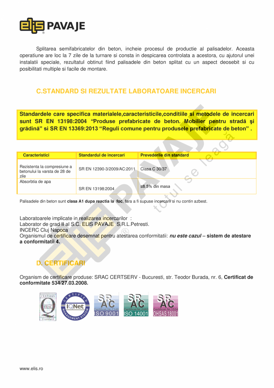 Pagina 2-Borduri ELIS PAVAJE Palisada Fisa tehnica Romana instalatii de productie de
inalta tehnologie ceea...