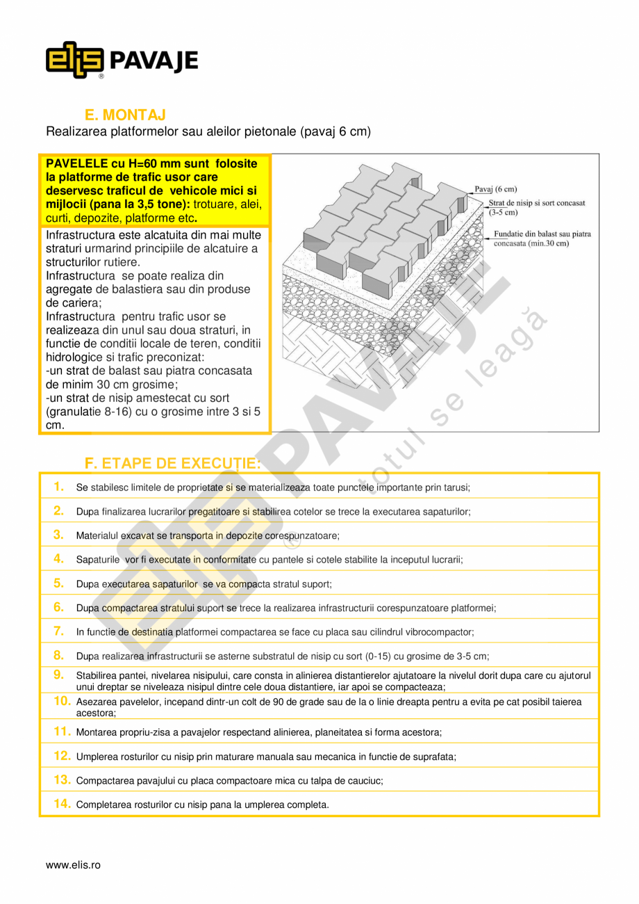 Pagina 5-Pavele si dale standard P4 ELIS PAVAJE UMBRA P3 Fisa tehnica Romana Conditii
(SR EN 1338:2004, SR EN...